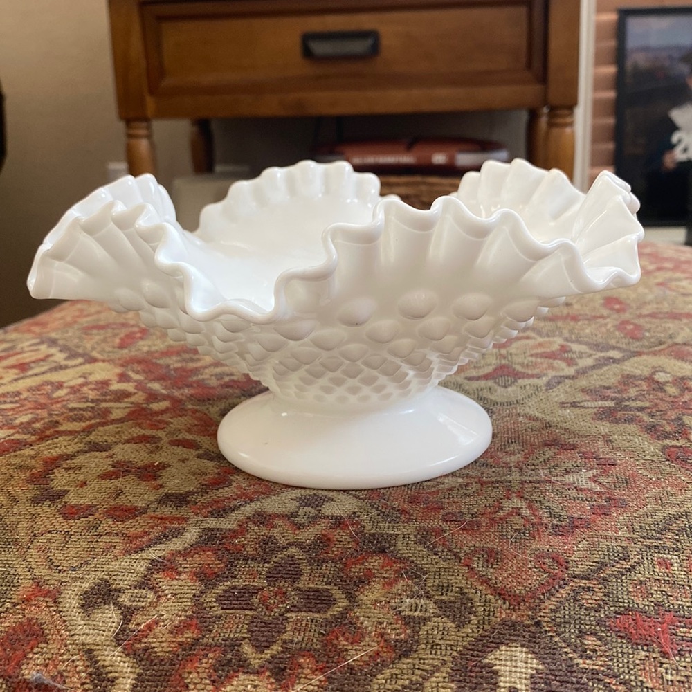 Vintage Hobnail Milkglass Candy Serving Dish